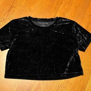 Aeropostale medium crushed velvet Black Velvet boxy Crop Top